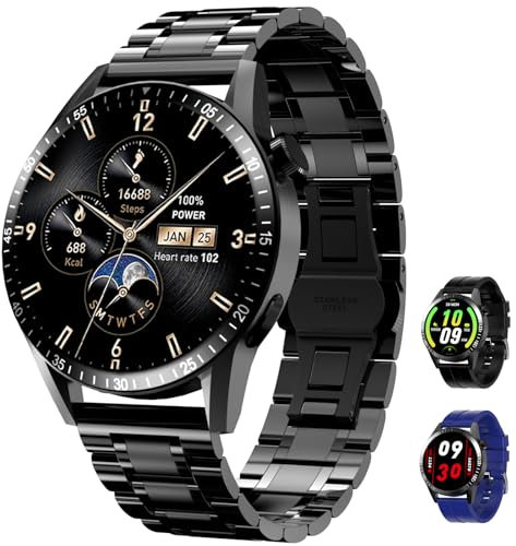Homailida Smartwatch Uomo con 3 Cinturini, 1.39 Orologio Smartwatch Uomo con Chiamate Bluetooth, 100+ Modalità Sportive IP68, Orologio Fitness con Monitoraggio Sonno/Contapassi per IOS/Android