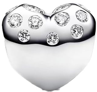 LaMenars Charms Silver Heart Diamond für Armbänder 925 Sterling Silber Beads Christmas Day Muttertag Geburtstag Jahrestag Schmuck für Damen