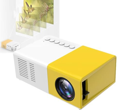 𝐇𝐢𝐠𝐡𝐩𝐞𝐚𝐤 Mini Portable Projector, 𝐇𝐢𝐠𝐡𝐩𝐞𝐚𝐤 Mini Projector with Built-In Speaker, Portable Mobile Mini Projector for Home Theater, 1080P Smart Pico Video Projector (Yellow)