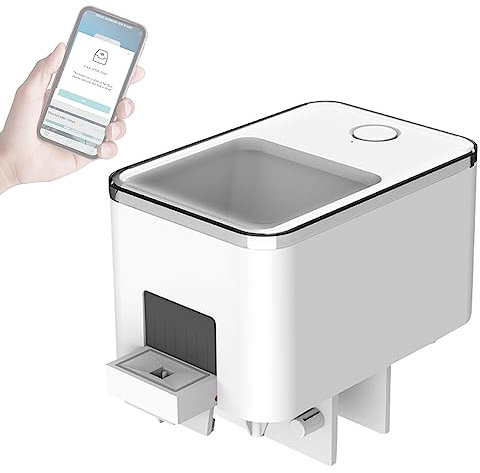 Geevorks Futterautomat Fische für Aquarien, 100 ML Futterautomat Fische Aquarium Einstellbare WiFi-Anwendungssteuerung, Doppelter Antiblockierschutz, Präzise Steuerung, Fischfutter-Timer