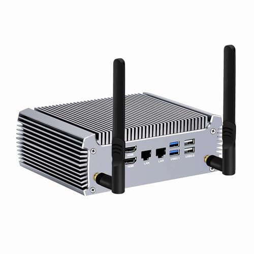 Fanless Mini PC, Ryzen 5 5600U Win 11, Dual LAN Mini Desktop Computer,NVMe DDR4 WiFi6, 2* HDMI, 5*USB, Gaming Office Home