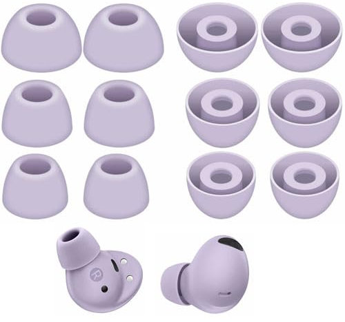 Rhinenet Ear Tips for Galaxy Buds 2 Pro In Ear tips buds Cover Eartips, Fit in The Charging Case Compatible with Samsung Galaxy Buds pro 2 Earbuds Silicone Ear Cover Earplugs S/M/L 6 Pairs (Violet)