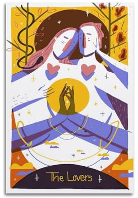 ZSLYMX Dekorativer Kunstdruck mit Motiv Die Liebende, farbenfroh und romantisch, Wanddekoration für Paare, modernes Familienposter für Wohnzimmer, Leinwand, Wandkunstdruck, Bild, 50 x 75 cm