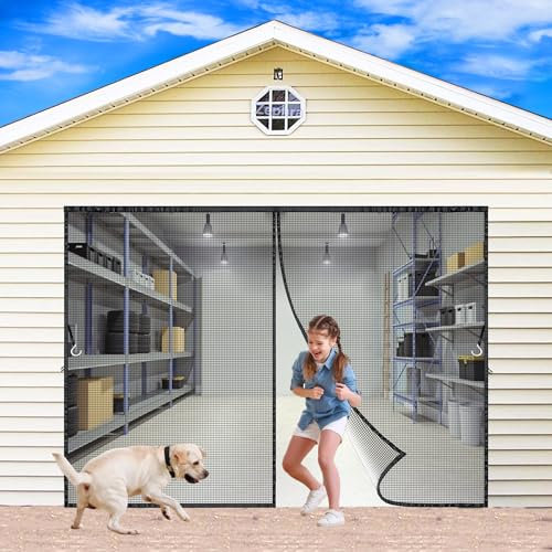 Fiberglas Magnet Fliegengitter Tür, 160x240cm Magnetvorhang Insektenschutz Balkontür, Kratzfest Stärkere Magneten Fliegenvorhang für Garage Tür Gartenhaus Terrassentür JPP1k Schwarz