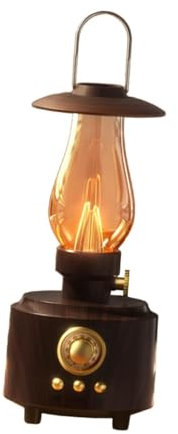 Gralara Retro -Tischlampe mit Lautsprecher, Schreibtischlampe Nachtleuchte Lampe Helligkeit Verstellbares Volumensteuer für Outdoor Camping, Bronze