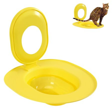 Système d'entraînement de toilette pour chat réutilisable - Adapté aux chiens - Kit d'entraînement antidérapant avec bord en silicone (jaune)
