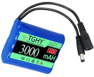 TGHY Batteria agli ioni di Litio ad Alta capacità 12V 1,8AH-30AH ai polimeri di Litio con Caricabatterie CC per telecamere CCTV, videocamere, Lettori MP3, Strisce Luminose a LED,12v 3000mah