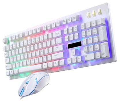 OSOLADY 1ensemble Clavier Et Souris De Jeu USB Mécanique Rétroéclairé Kit Ergonomique pour Pc Et Ordinateurs Design Créatif Et Ludique pour Gamers Et Utilisation Quotidienne