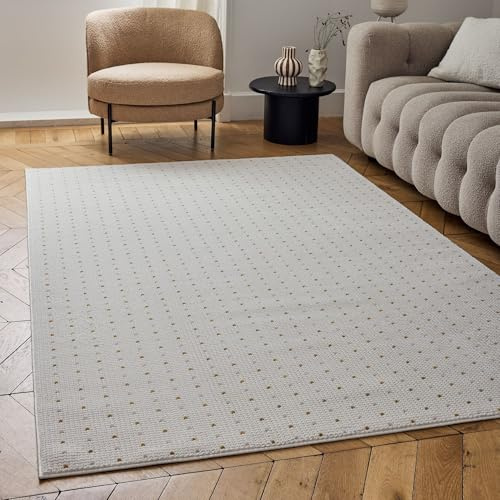 THE RUGS Carmel Modern Area Rug - Stain-Resistant, Non-Shedding, Durable Rugs for Living Room and Bedroom [ Dots Gold, 120x170 cm ]