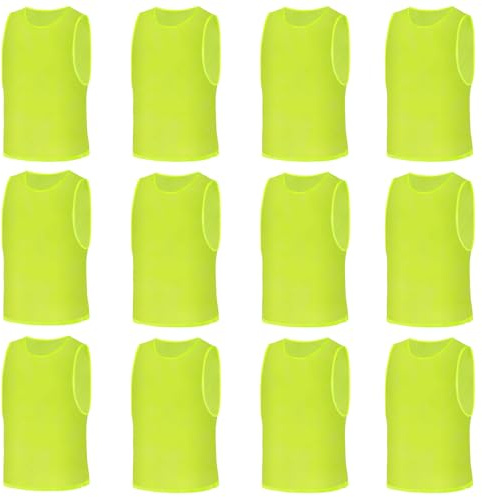 AUYAO Fussballtraining Leibchen Fubball Kinder 12PC Mesh Trimmage (M,Grün)