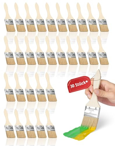 30Stück Pinselset Malerpinsel Set 50.8mm Breite Flachpinsel Set Pinsel Set Lasurpinsel Lasurpinsel Holz Lackpinsel Holz Maler Pinsel 50mm breit Holzlasur Pinsel für Malen Lack Lasur Wandfarbe Holzöl
