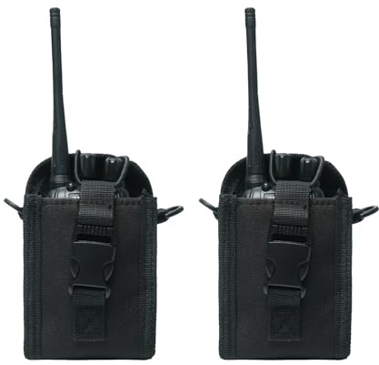 Radio Holster Pouch Case for Walkie Talkie,Black 2Pack,S | with Shoulder Strap duty belt, Heavy Duty,Nylon,Compatible with kenwood Baofeng Motorola Twao Way Radios
