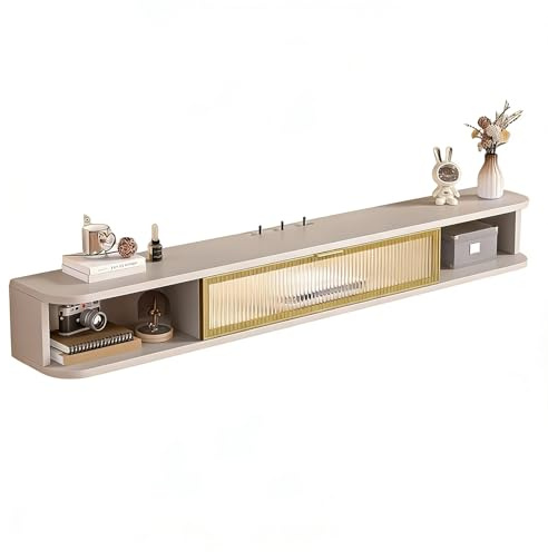 Easnuroz Meuble TV Suspendu Meuble TV Mural en Bois avec Rangement Ouvert Étagère Multimédia pour Salon Et Chambre(Beige,120 * 23 * 20cm)