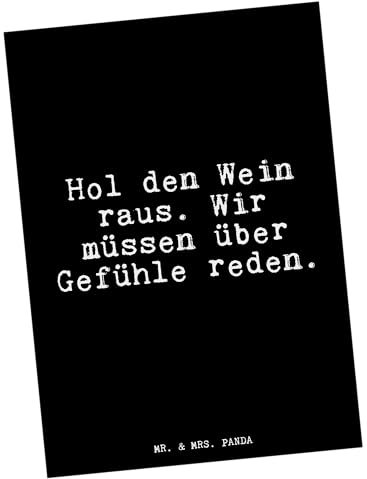 Mr. & Mrs. Panda Postkarte Hol den Wein raus - Geschenk, Genießer, Ansichtskarte, lustig, Sprüche, Grußkarte, Gastgeschenk, Einladungskarte,