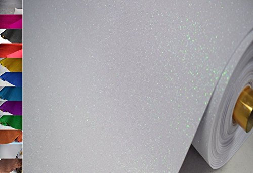 StoffBook MOOSGUMMI GLITZER METERWARE 2MM BASTELMATERIAL STOFF STOFFE, D288 (WEIß)