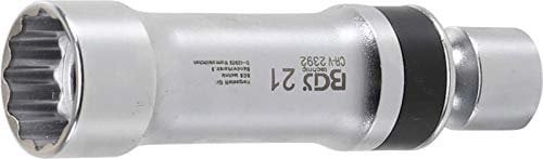 BGS 2392 | Zündkerzen-Gelenkeinsatz Zwölfkant mit Haltefeder | Antrieb Innenvierkant 10 mm (3/8) | SW 21 mm