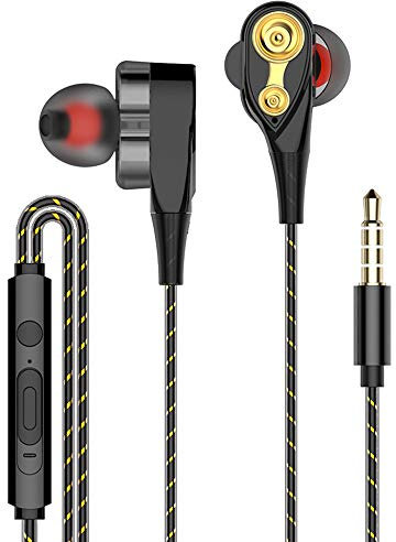 Aibote 4D Bass Subwoofer Stereo Earphone in-Ear Earphones Wired Headphone with Microphone Sport Running Earbuds(Black)