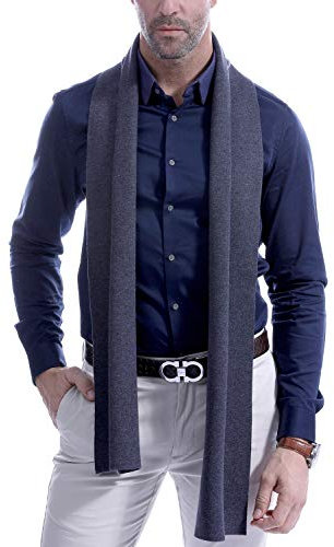 Vextrofort Herren-Schal, Kaschmir-Schal für Herren, lang, Winter, gestrickt, Halsbekleidung, 180 cm, 30 cm, grau, Mens cashmere scarf 70.8IN * 11.8IN ( L * W )