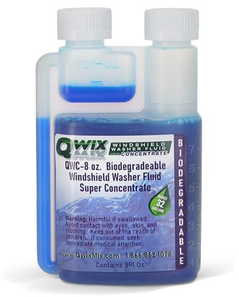 Qwix Mix Windshield Washer Fluid Concentrate, 1 Bottle Makes 32 Gallons, 1/4 oz. Makes 1 Gallon 100% Biodegradable