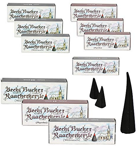 10 Päckchen - Echt Bucker Räucherkerzen - 4 Päckchen Weihrauch + 4 Päckchen Myrrhe + 2 Päckchen Weihrauch Riesen