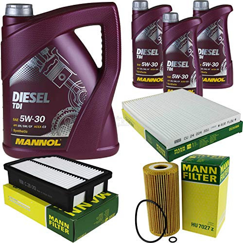 Filter Set Inspektionspaket 8 Liter MANNOL Motoröl Diesel TDI 5W-30 API SN/CF MANN-FILTER Luftfilter Innenraumfilter Ölfilter