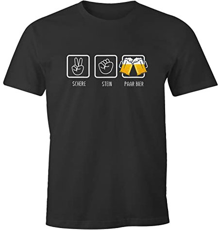 MoonWorks® Herren T-Shirt Schere, Stein, Paar Bier lustiges Trink Shirt Saufen Bier Party anthrazit XL