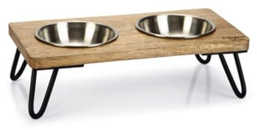 Designed by Lotte Linga, Dinerset Katze, Holz/Metall, Inkl. 2 Napfen