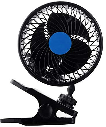 Queta Ventilateur de voiture avec clip 6 pouces ventilateur de climatisation Fan réglable ventilateur à clip de voiture, puissance 9 W, 12 V