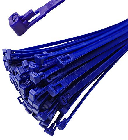 10 bridas reutilizables de nailon (540 mm x 7,6 mm), color azul