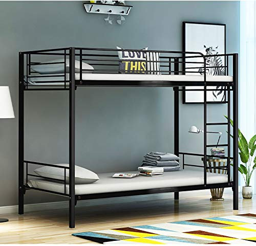 Panana Black Twin Bunk Beds Metal Bunk Bed Frame with Ladder Steady Metal Slats for Kids Adult Twins