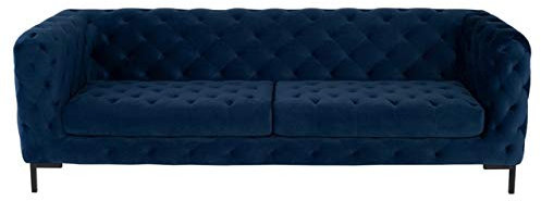 JVmoebel Blaue Textil Chesterfield Sofa Couch Polster Stoff Leder Couchen Neu 3 Sitzer