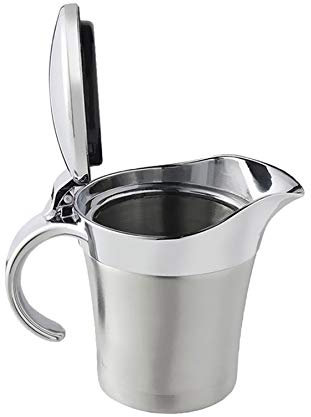 Opaltool Thermo Sauciere Edelstahl, Doppelwandiger Saucenbecher mit Deckel Isolier Soßen Kanne Saucenbehälter für Soße Saucen Sahne Milch (500ML)