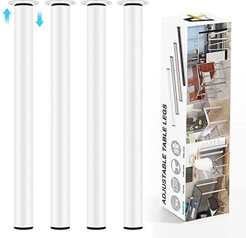 Amazing Tour Adjustable Table Legs 710-1100mm - 4 Pack Breakfast Bar Kitchen Worktop Support Office Desk Legs, Heavy Duty Metal Sturdy Steel Frame,White