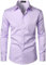PARKLEES Men's Urban Stylish Casual Business Slim Fit Long Sleeve Button Up Dress Shirt with Pocket Lavender XL