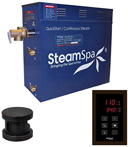 Steamspa Sentry Series 9KW Quickstart Steam Bath Generator Package in Oil Rubbed Bronze | Luxury Sauna Home Bath Steam Generator for Shower With Touch Screen Steamhead | SNT900ORB-A