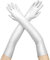 CHEERYMAGIC Long Satin Elbow Gloves - 1920s Style Dance & Opera Gloves for Wedding, Prom & Fancy Dress (White)