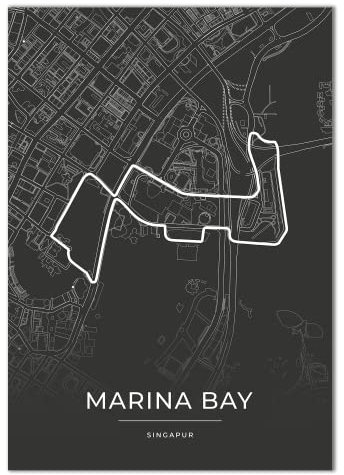 Vacentures Marina Bay Rennstrecken Poster - Geschenk für Motorsport-Fans (21x30 CM)