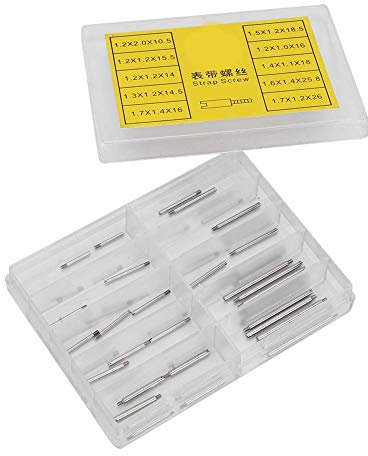 Watch Strap Screw, 2 Boxes Watches Strap Link Pins, Watch Band Link Pins Strap Screw Set Watchmaker Repair Tool Accessories with Storage Box Multi Sizes