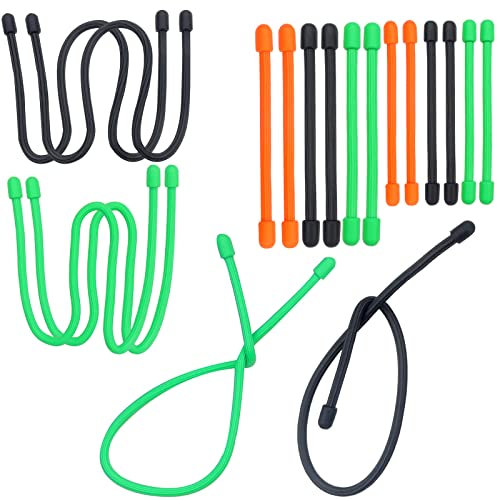 Roellgs Kabelbinder aus Silikon, wiederverwendbar, für Drahtmanagement-Seilaufhängung, Schwarz, Grün, Orange, 18 Stück, 45,7 cm, 30,5 cm, 7,6 cm und 15,2 cm