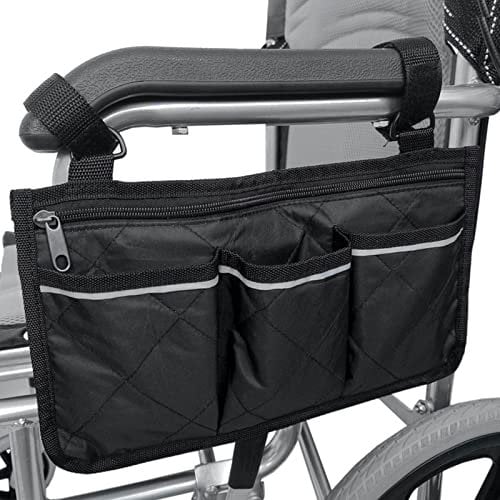 Rollstuhltasche Wasserdichte Tragbare Rollstuhltasche für Armlehne Sichere Aufbewahrungstasche für Rollstühle mit 3 Fächern für Rollstühle, Kinderstühle, Elektrische Stühle (Schwarz)