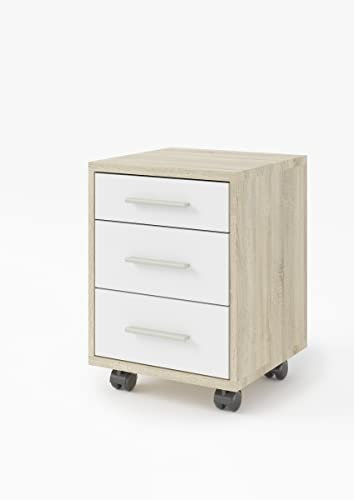möbelando Rollcontainer Clermont in Sonoma/Eiche mit 3 Schubladen. Abmessungen (BxHxT) 40x56x40 cm