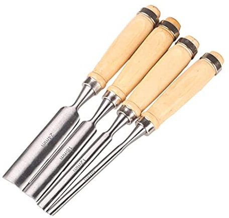 Holzmeißel, halbrundem Meißel Holzbearbeitungsmeißel Geschnitzte Meißel Holzbearbeitungsholz Holzbearbeitungswerkzeug Set Halbkreis Innenschneider Set 4