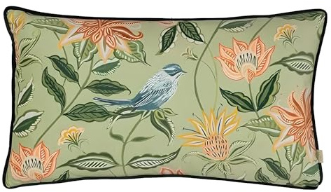 Evans Lichfield Chatsworth Aviary Feather Filled Cushion, Sage, 30 x 50cm