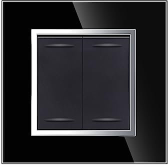 JIMEIDA Lichtschalter Unterputz Glas Platte mit Schwarz 2 Fach 1 Weg Taste Schalter Wandschalter Kristall Kippschalter 10 Amp,250 V