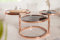 LEBENSwohnART Moderner Flexibler Glas-Couchtisch Mobile Art 155cm Kupfer 3 Ebenen rund Beistelltisch