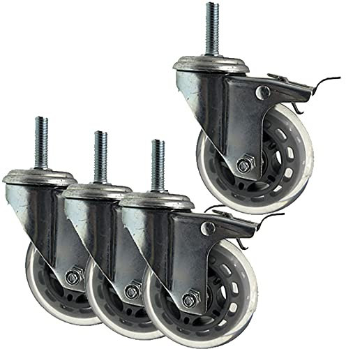 75 Mm Drehbare Gummirollen Mit Bremse, M8/M10 Hochleistungsrolle Mit Einer Tragkraft Von 100 Kg, Rollen Für Möbel/Trolley/, 4Er-Set (Mit Bremse M8)