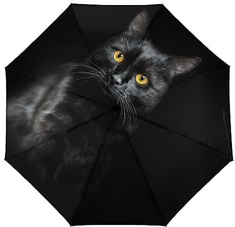 Uv Faltender Regenschirm Schwarze Katze Automatik Schirm Umbrella Taschenschirm Sonnenschutz Regenschirm