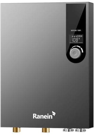Ranein 18kW Electric Tankless Water Heater, 240V On Demand Instant Endless Water Heater with LED Temperature Display, Control Knob, Space Saving Design, Up to 4.3 GPM for Whole House Water