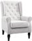 HOMCOM Retro Accent Chair, Linen Wingback Armchair with Wood Frame Button Tufted Design for Living Room Bedroom, Cream White