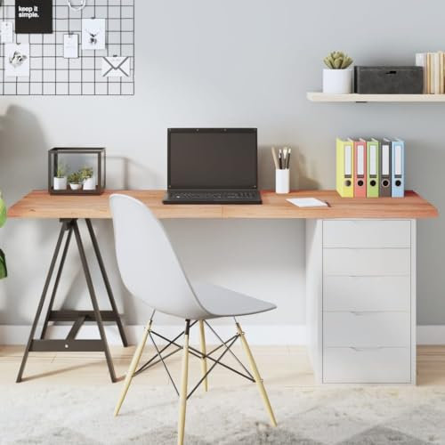 TANZEM Tischplatte Hellbraun 160x50x4 cm Massivholz Eiche Behandelt, Arbeitsplatte, Holzplatte, Schreibtischplatte, Waschtischplatte, Küchenarbeitsplatte